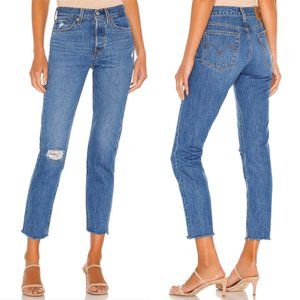 Levi's Wedgie Icon High Waisted Distressed Tapered Blue Jeans
